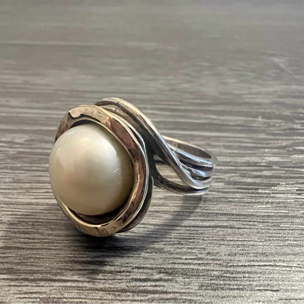 925 and 14k gold Pearl ring from Israel